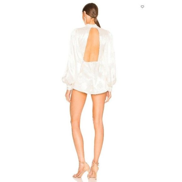 NWT Majorelle Camryn Romper S Floral Satin Jacquard Ivory - Picture 2 of 13